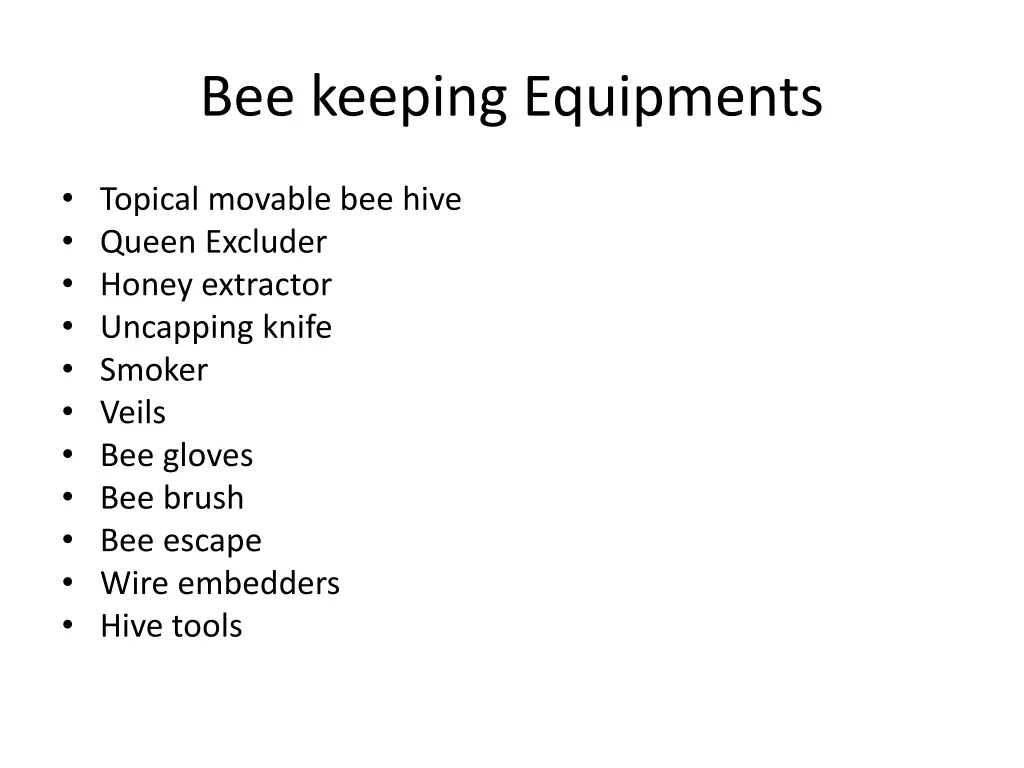 bee keeping equipments