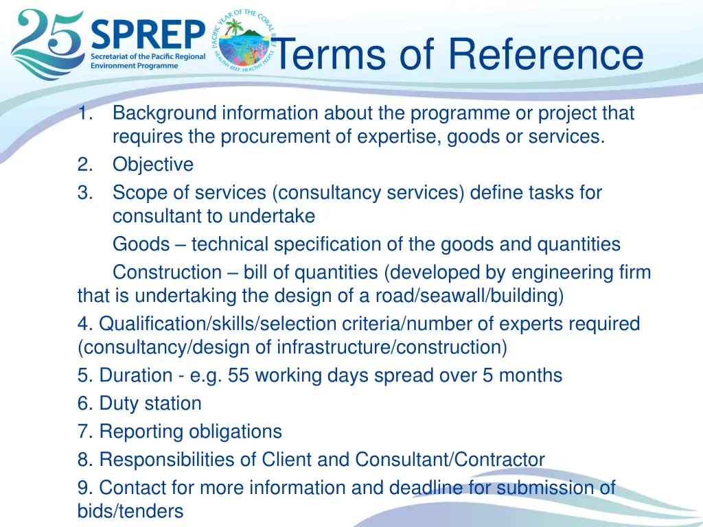 terms of reference