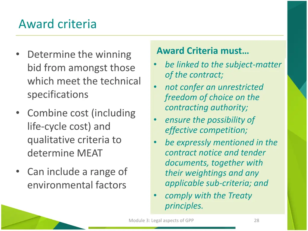 award criteria