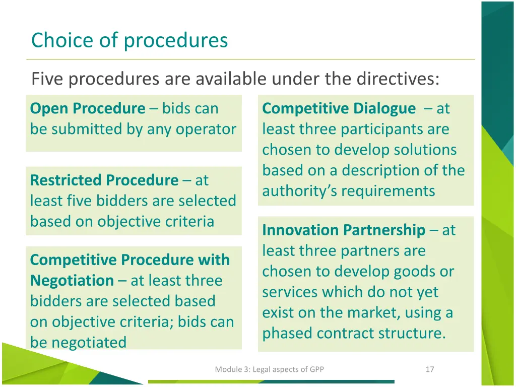 choice of procedures