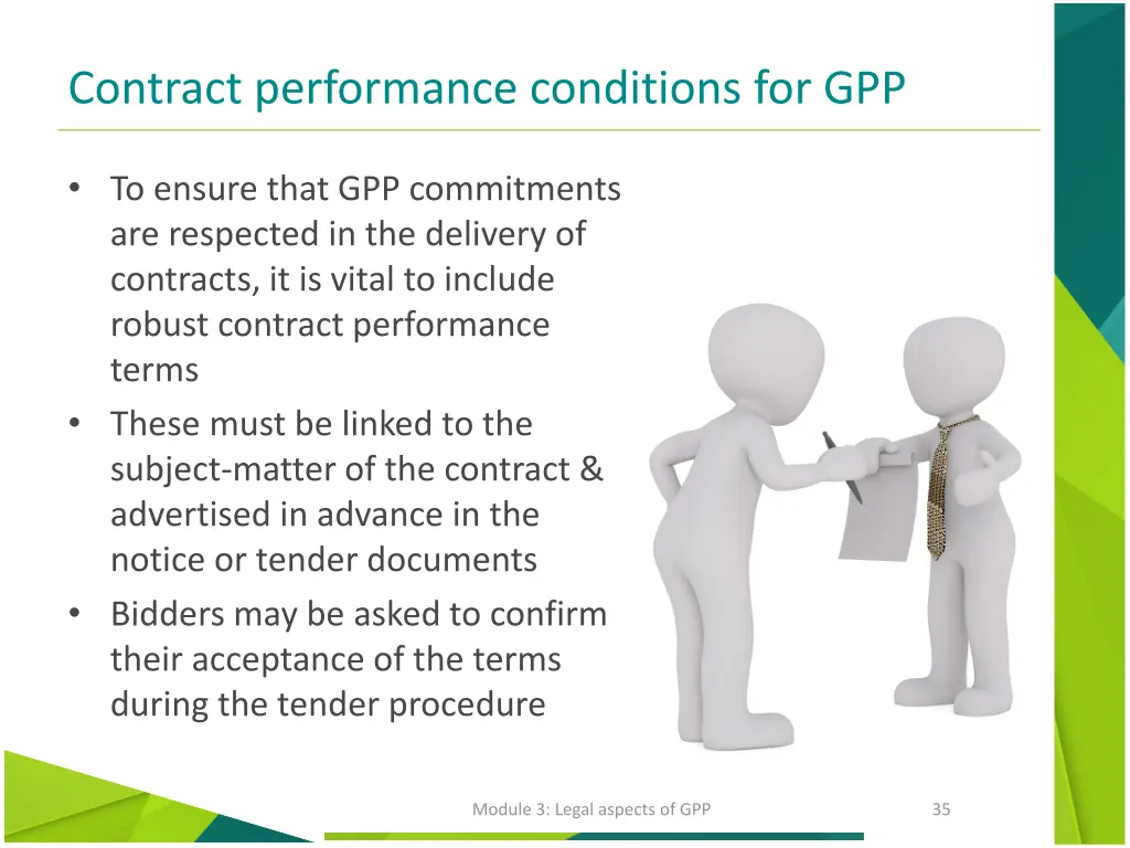 contract performance conditions for gpp