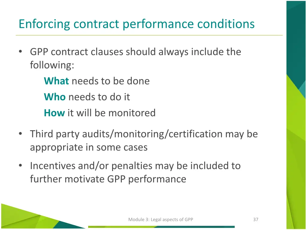 enforcing contract performance conditions