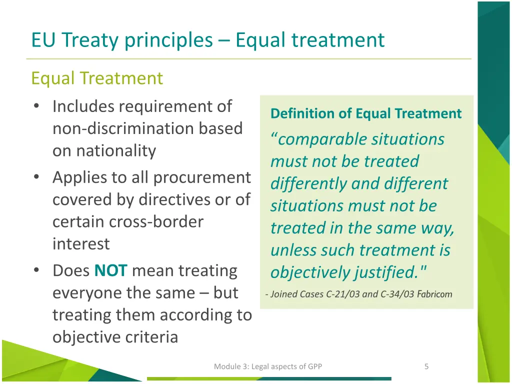 eu treaty principles equal treatment