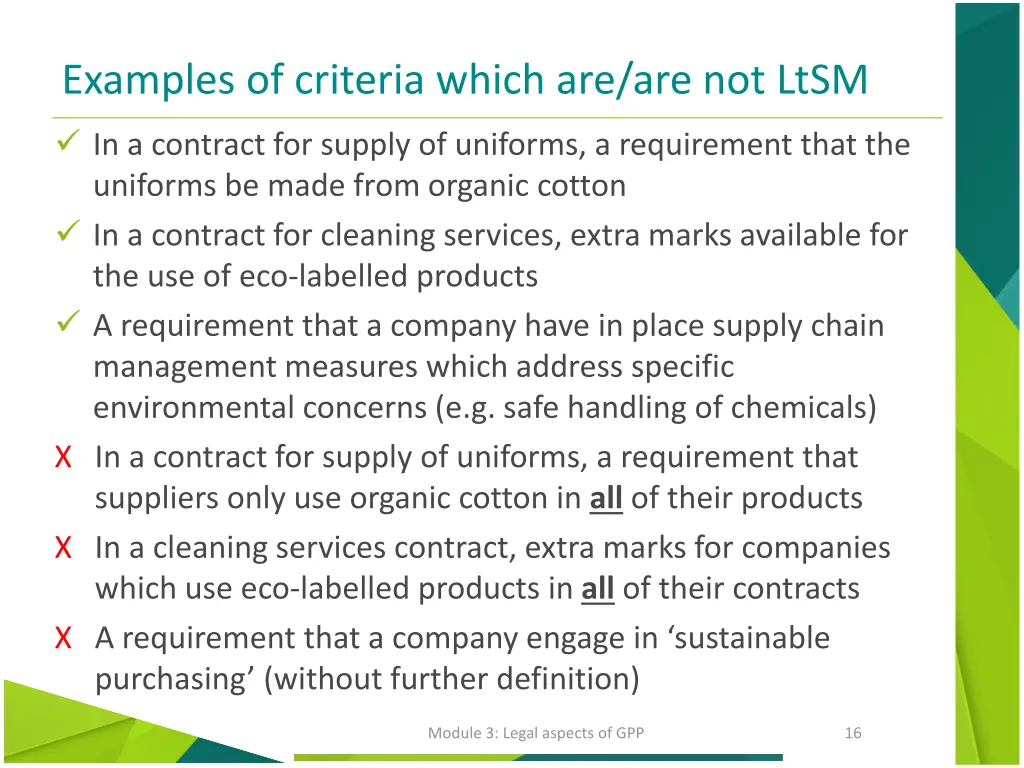 examples of criteria which are are not ltsm