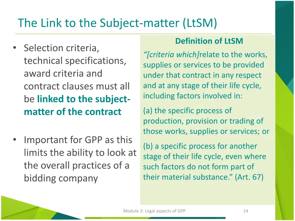 the link to the subject matter ltsm