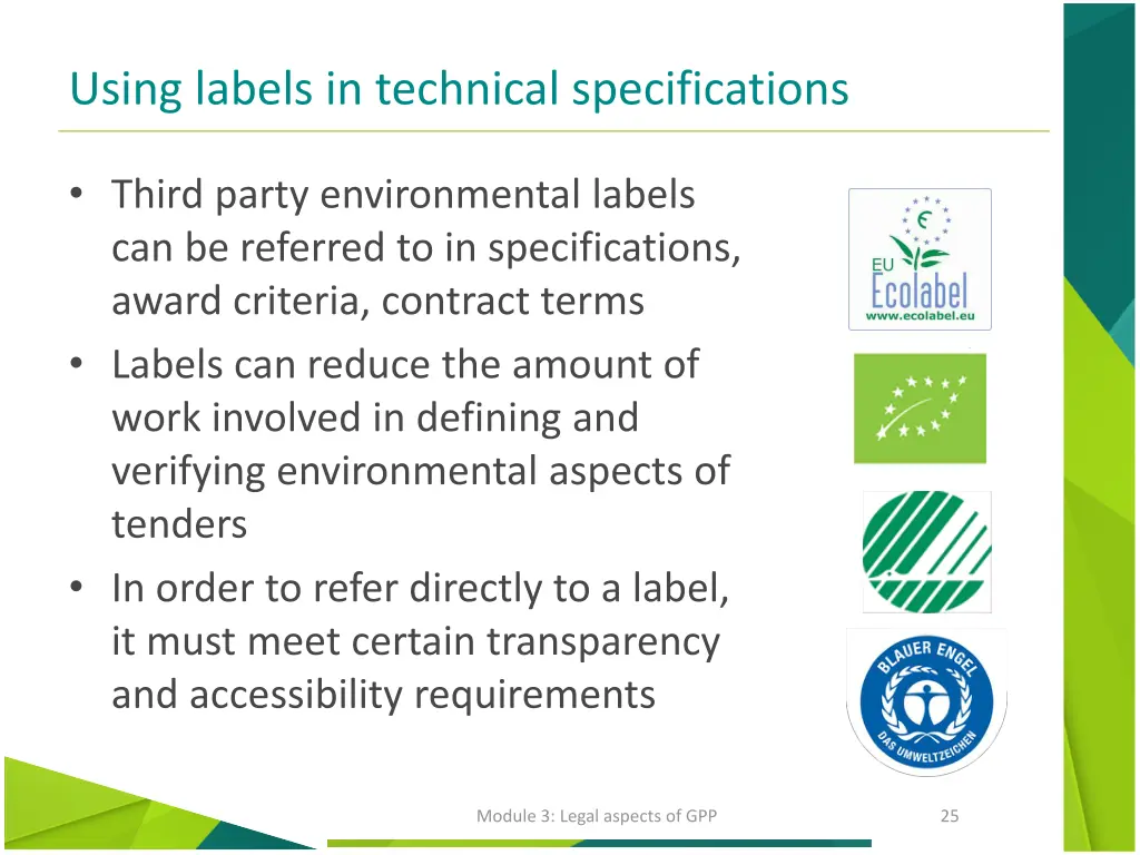 using labels in technical specifications