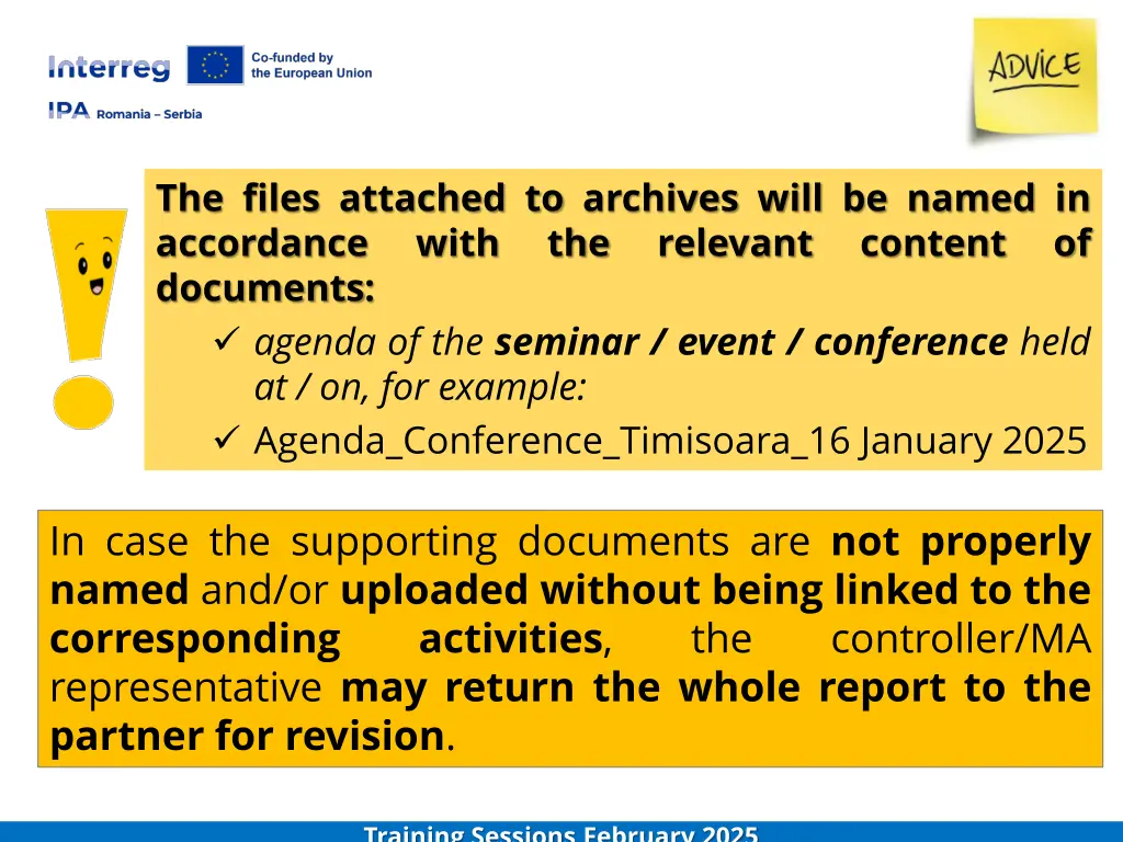 the files attached to archives will be named