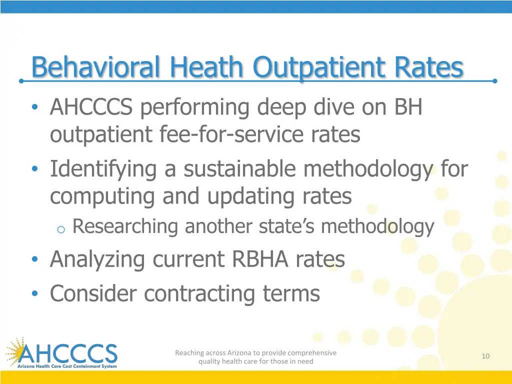 behavioral heath outpatient rates ahcccs