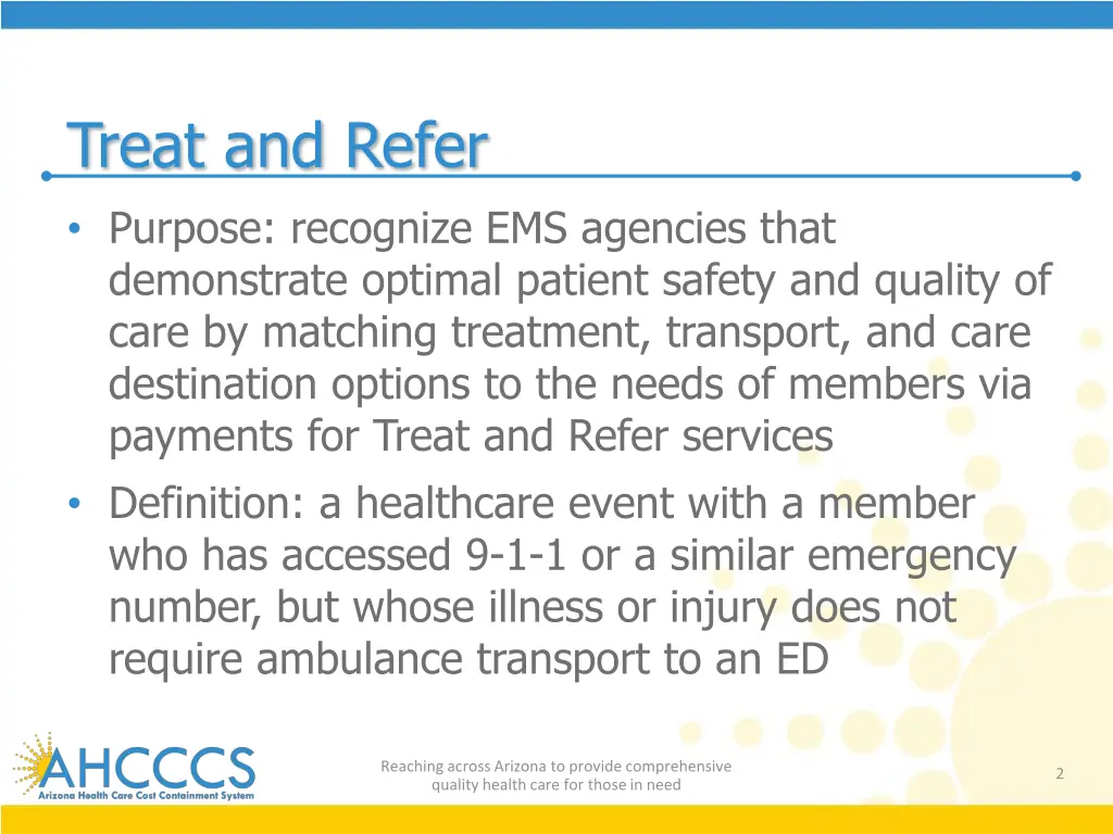 treat and refer purpose recognize ems agencies