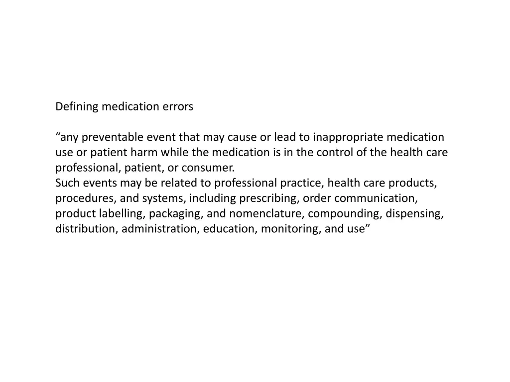 defining medication errors