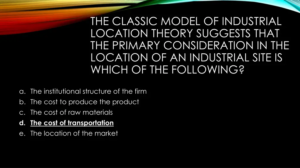 the classic model of industrial location theory 1