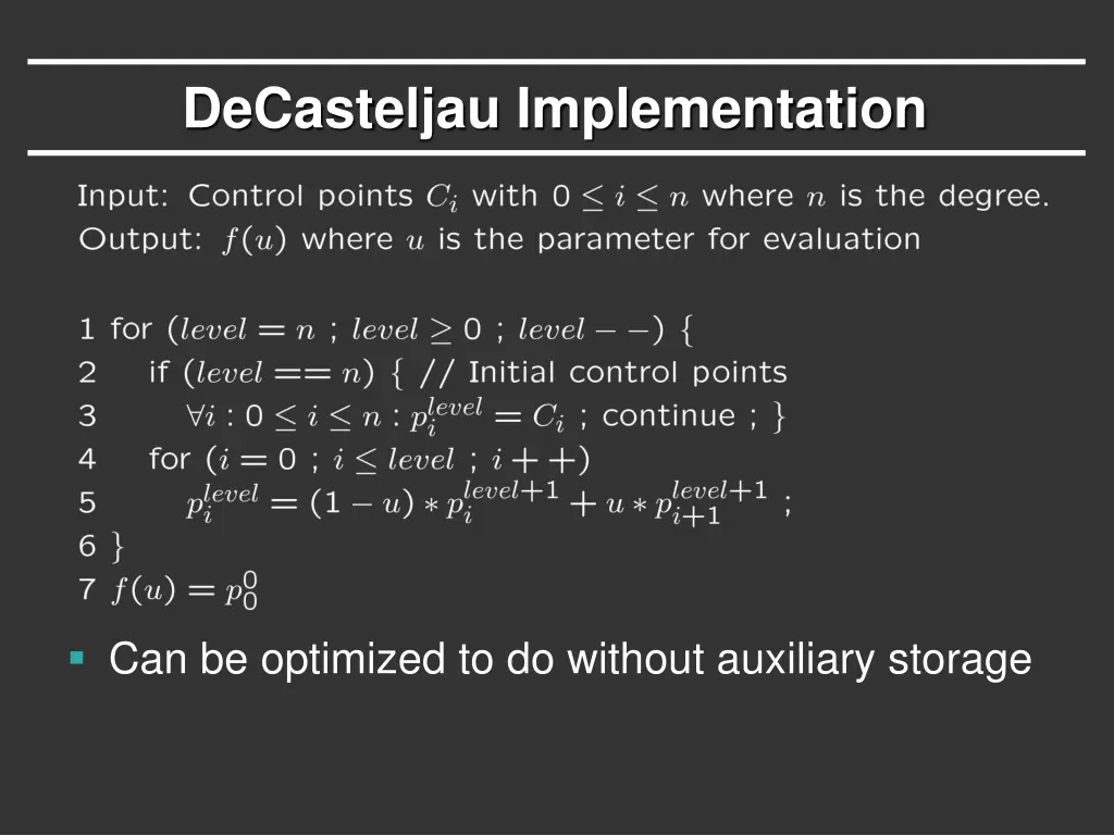 decasteljau implementation