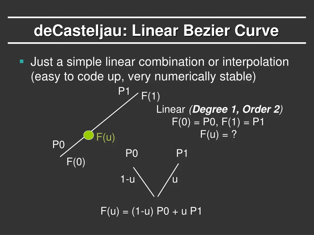 decasteljau linear bezier curve