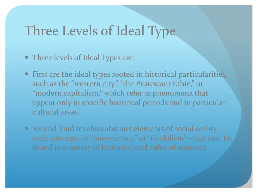 three levels of ideal type