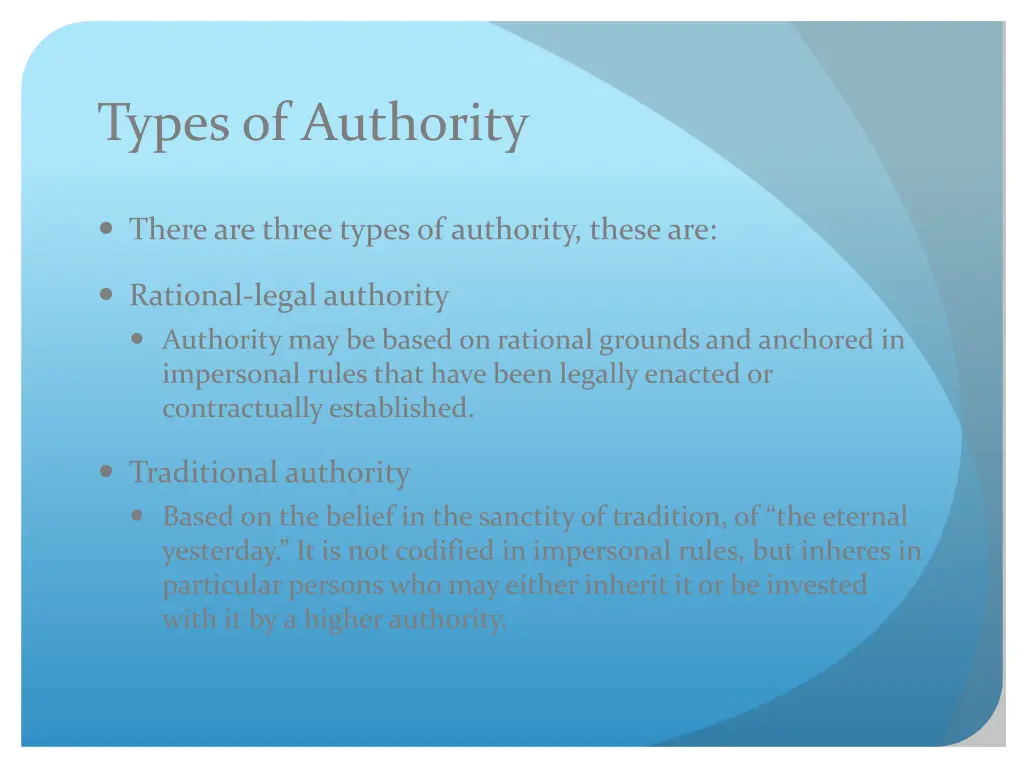 types of authority