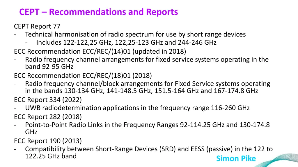 cept recommendations and reports