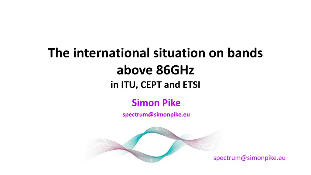 the international situation on bands above 86ghz