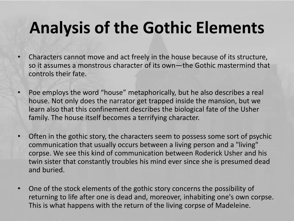 analysis of the gothic elements 1