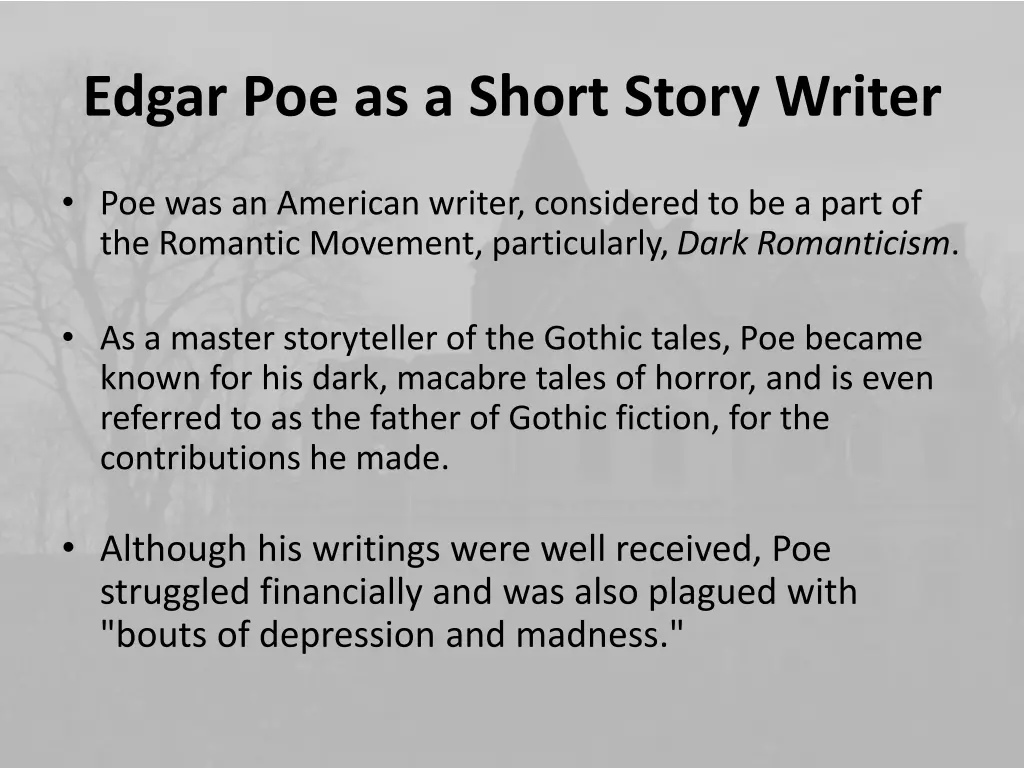 edgar poe as a short story writer