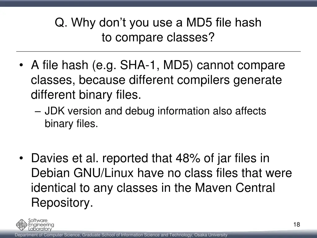 q why don t you use a md5 file hash to compare
