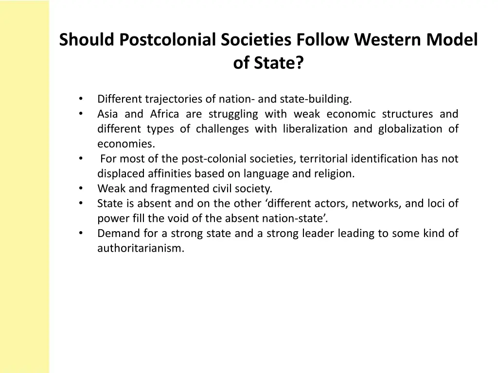 should postcolonial societies follow western