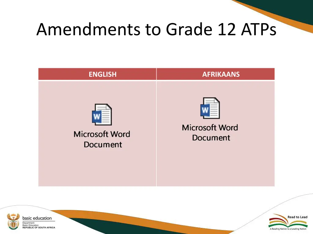 amendments to grade 12 atps