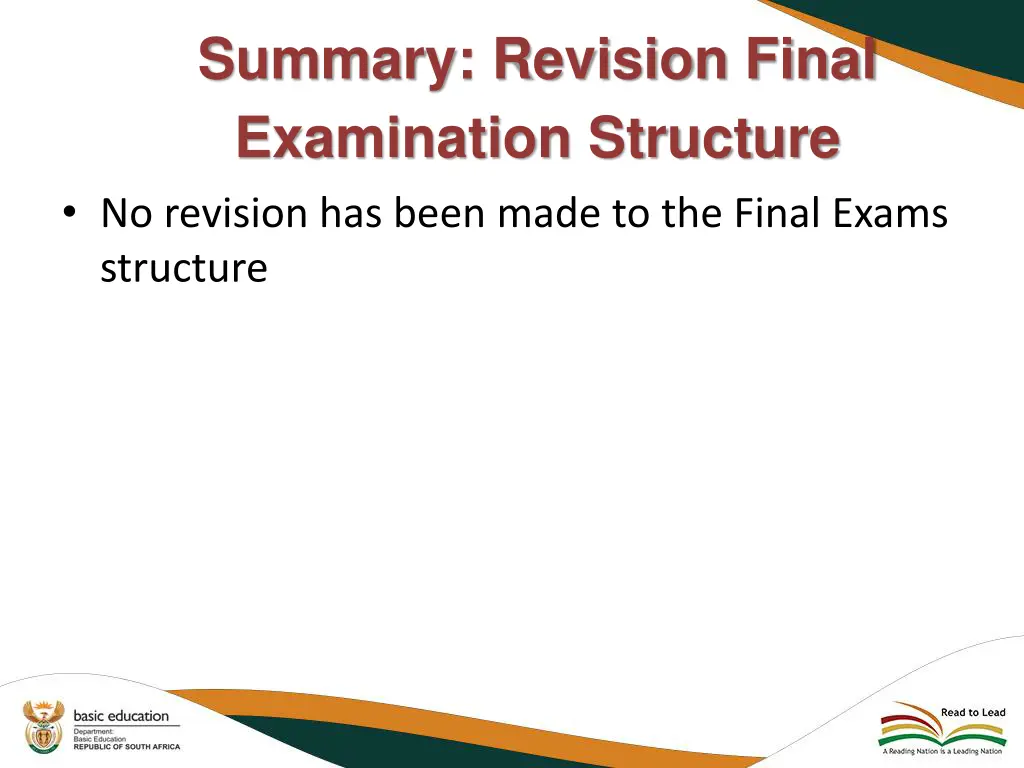 summary revision final examination structure