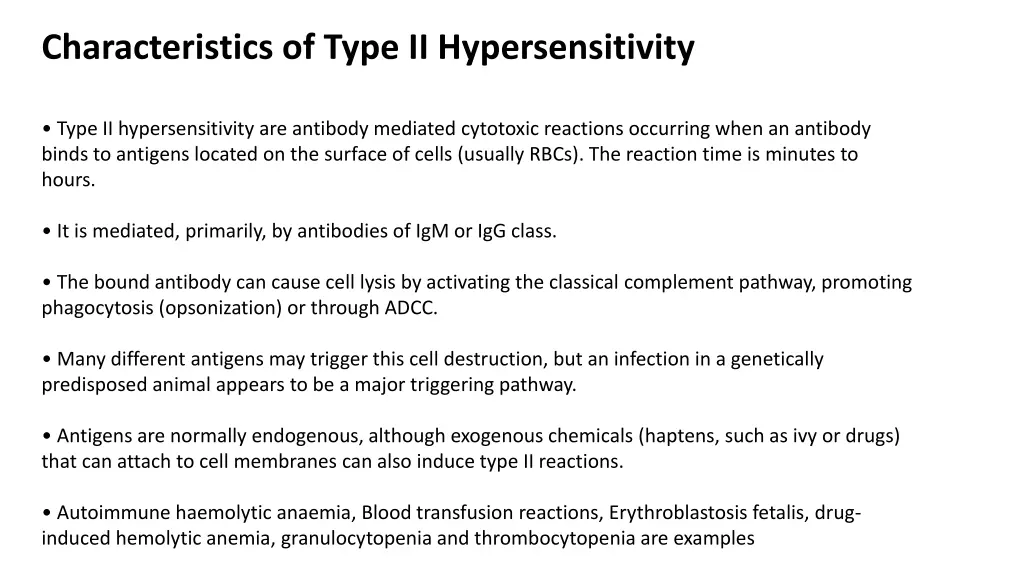 characteristics of type ii hypersensitivity