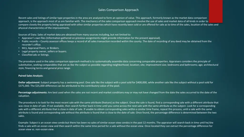 sales comparison approach