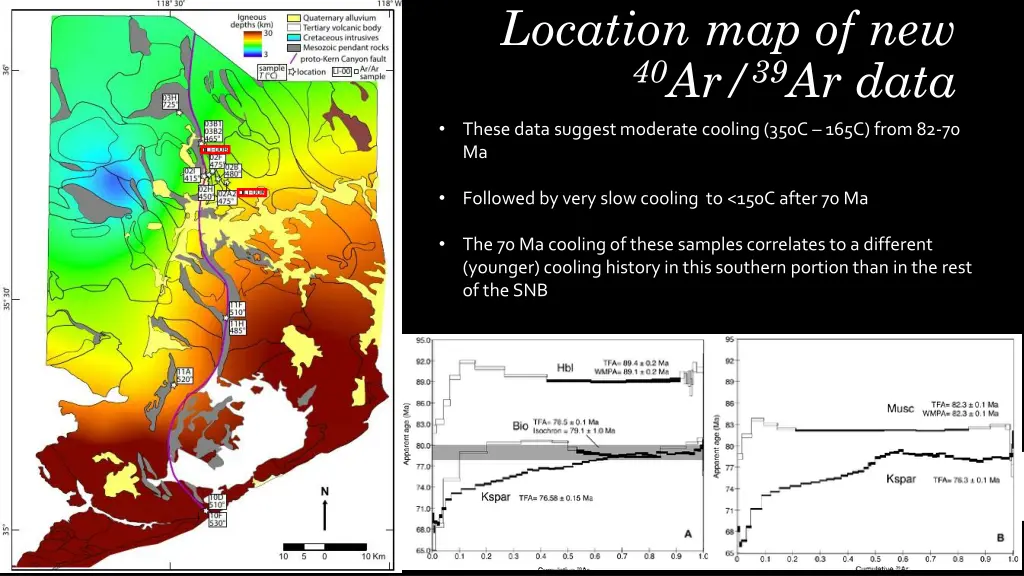 location map of new 40 ar 39 ar data