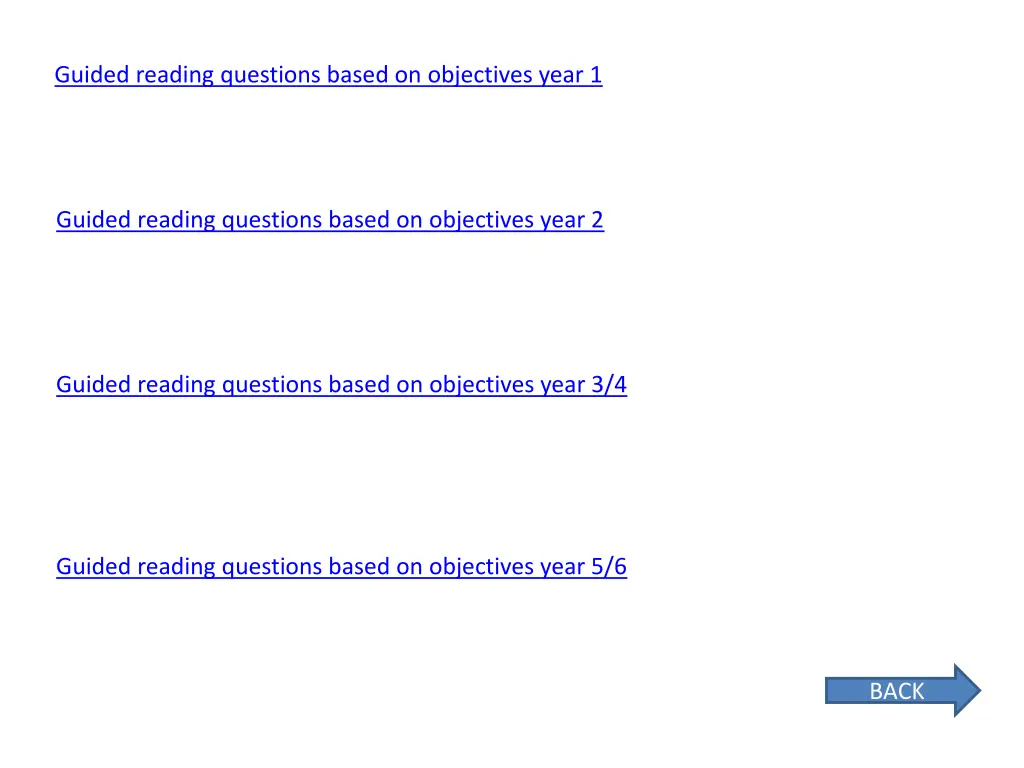guided reading questions based on objectives year