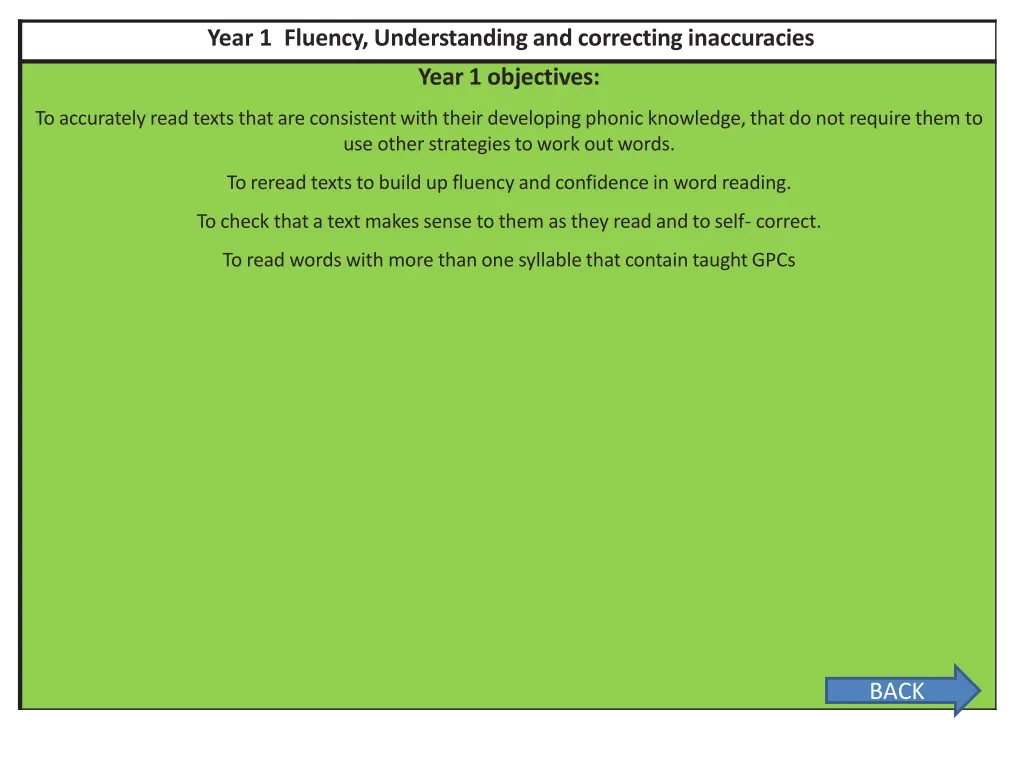 year 1 fluency understanding and correcting