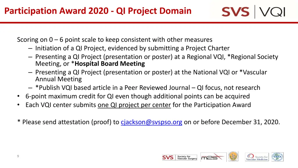 participation award 2020 qi project domain