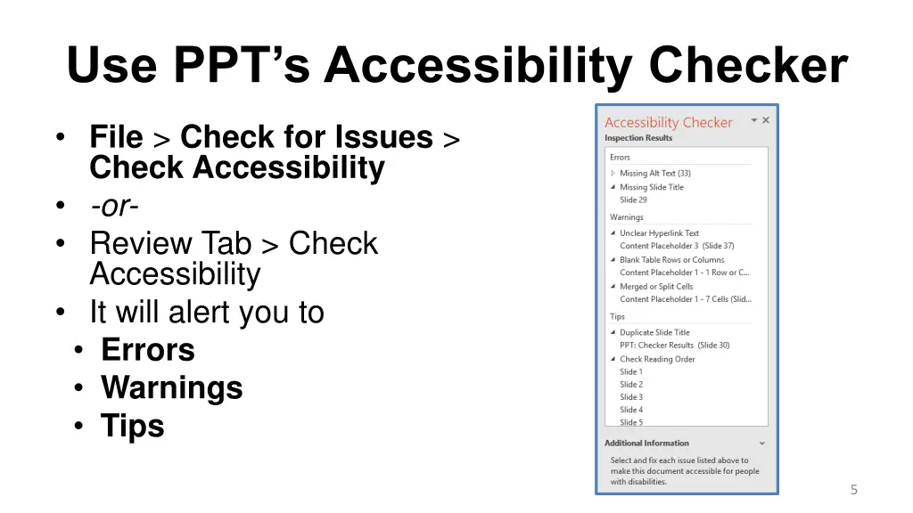 use ppt s accessibility checker