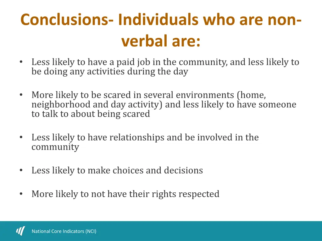 conclusions individuals who are non verbal
