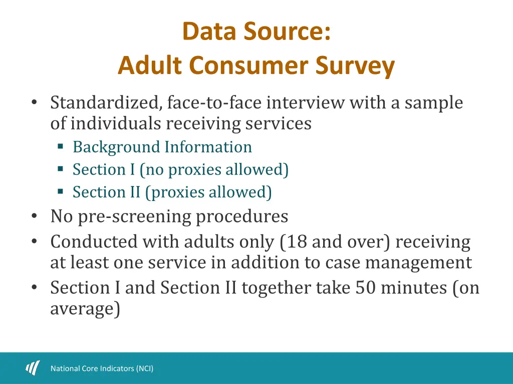 data source adult consumer survey standardized