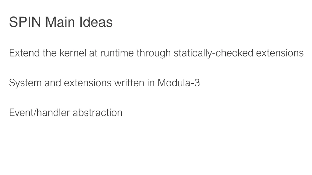 spin main ideas