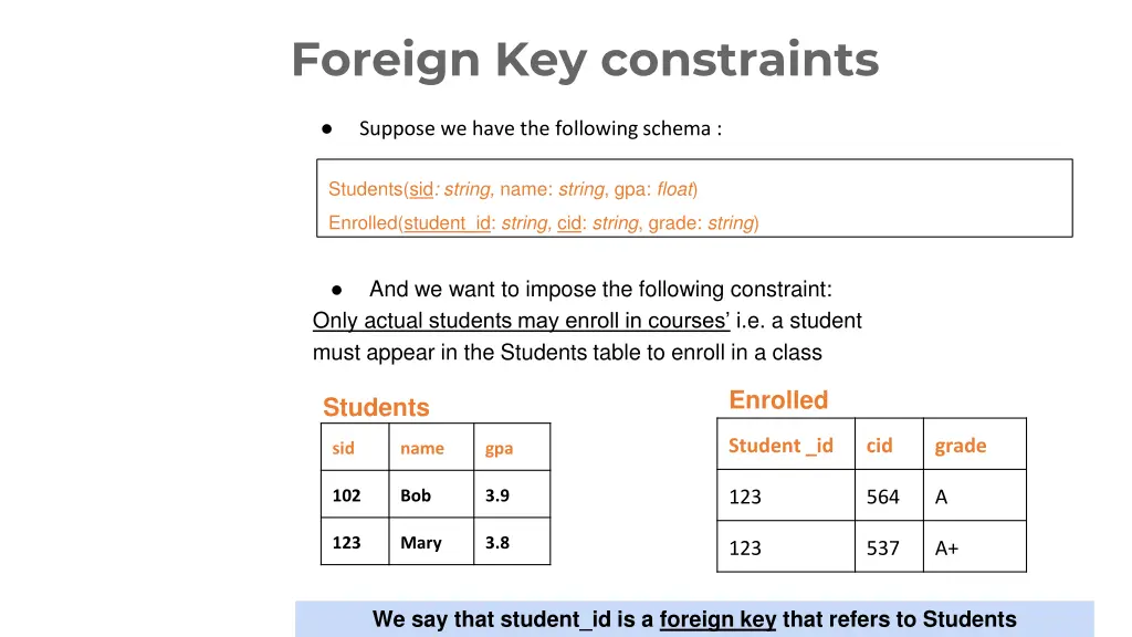 foreign key constraints