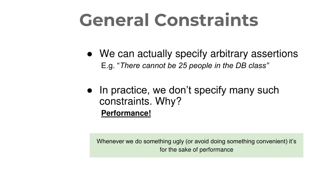 general constraints
