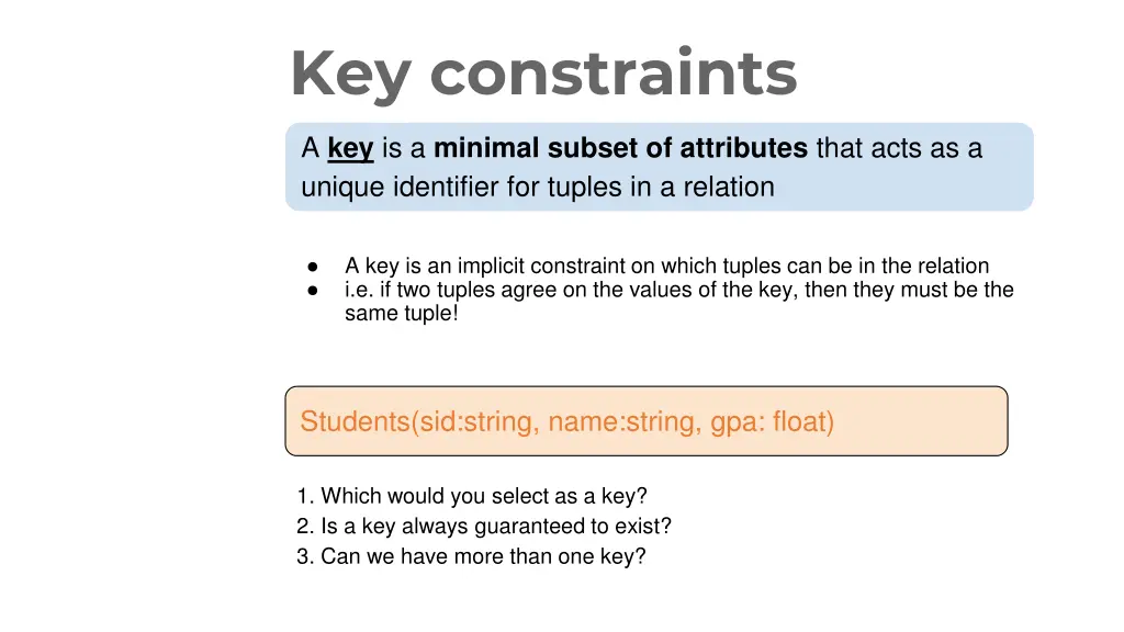 key constraints