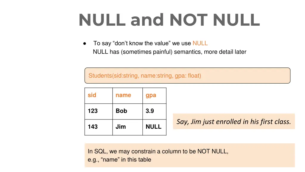 null and not null