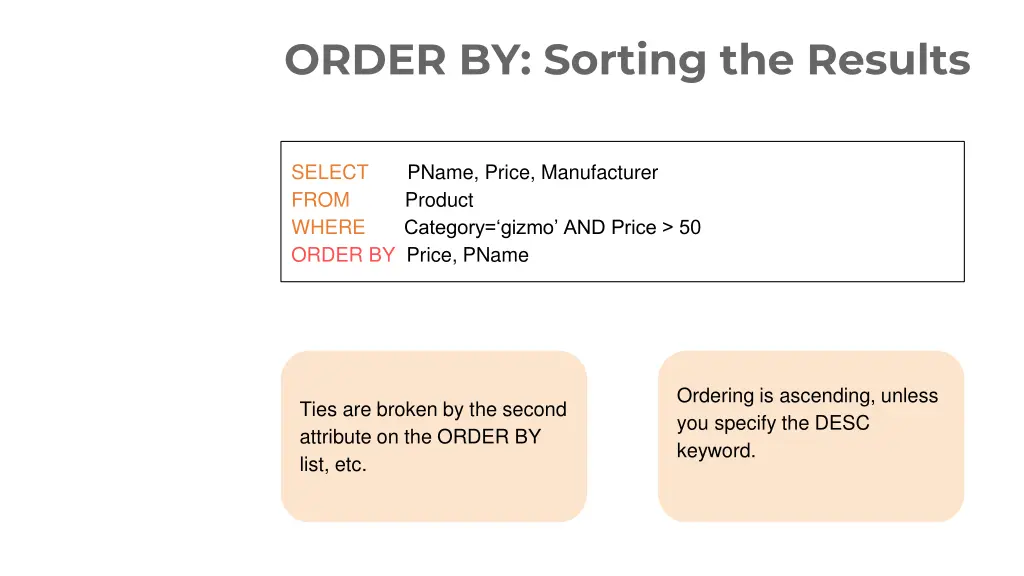 order by sorting the results