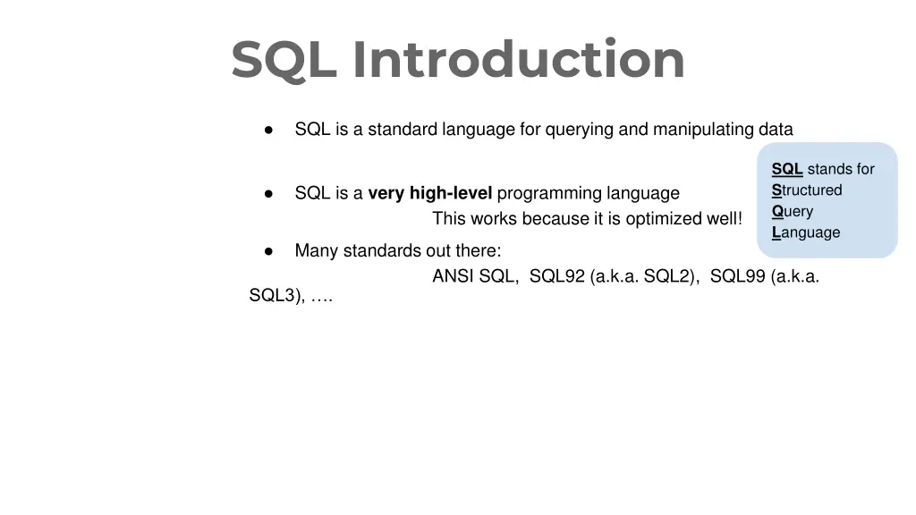 sql introduction