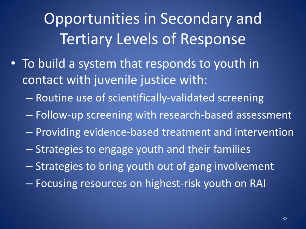 opportunities in secondary and tertiary levels