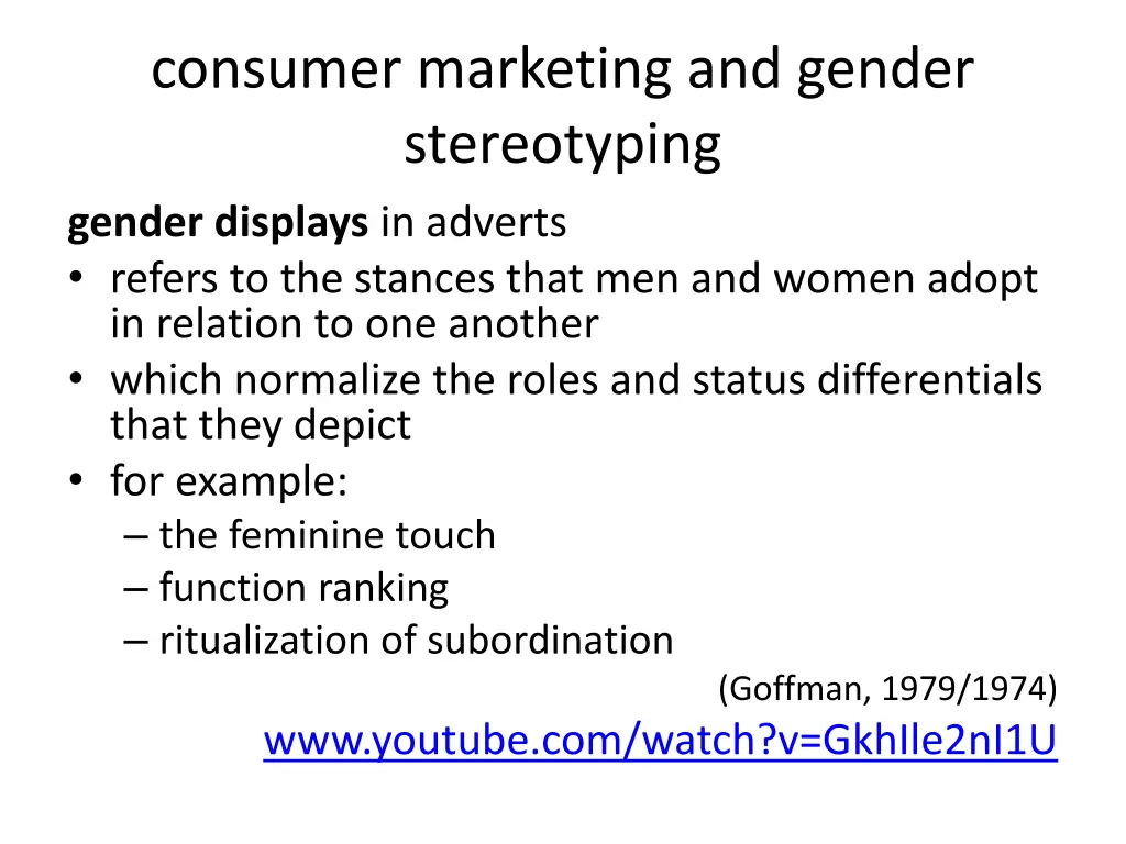 consumer marketing and gender stereotyping gender