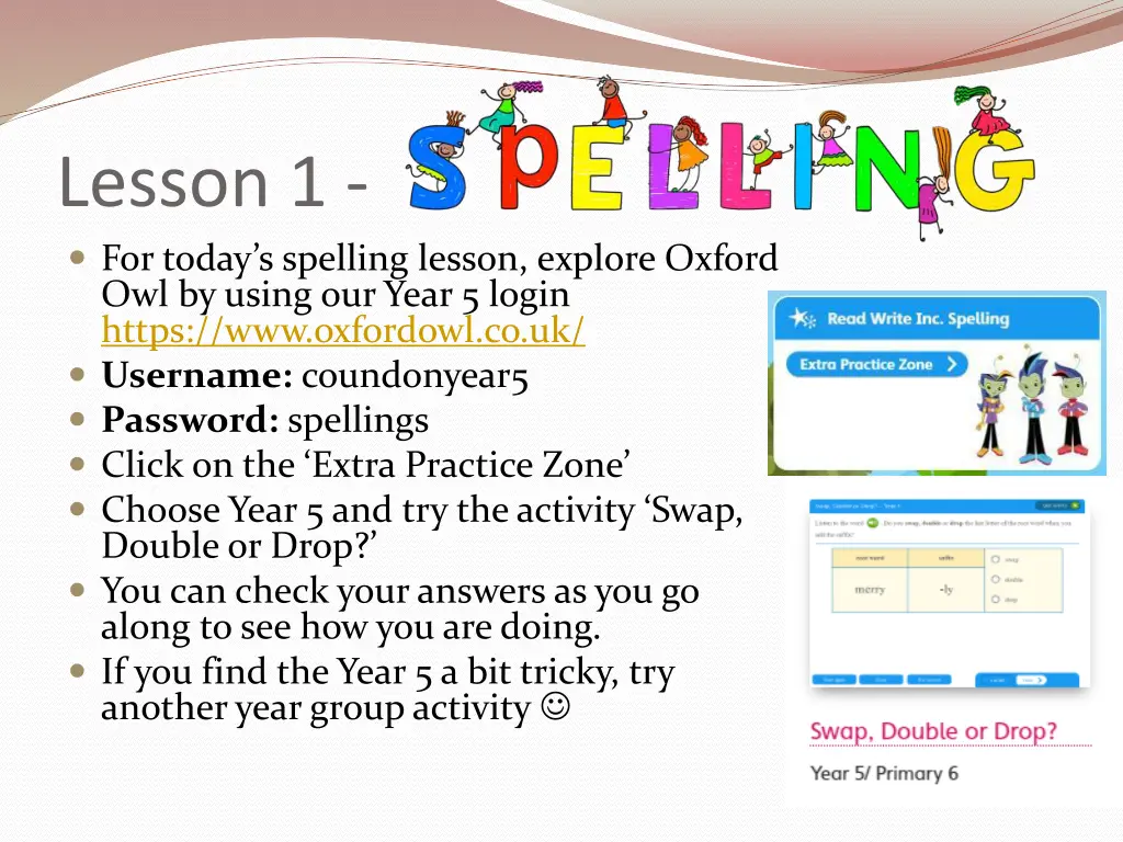lesson 1 for today s spelling lesson explore