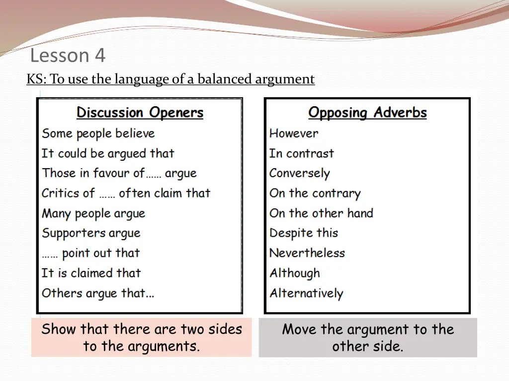lesson 4 ks to use the language of a balanced 1