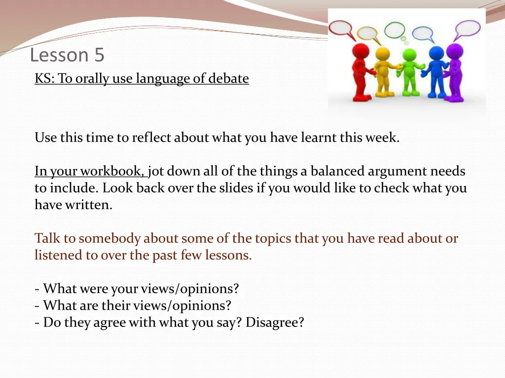 lesson 5 ks to orally use language of debate