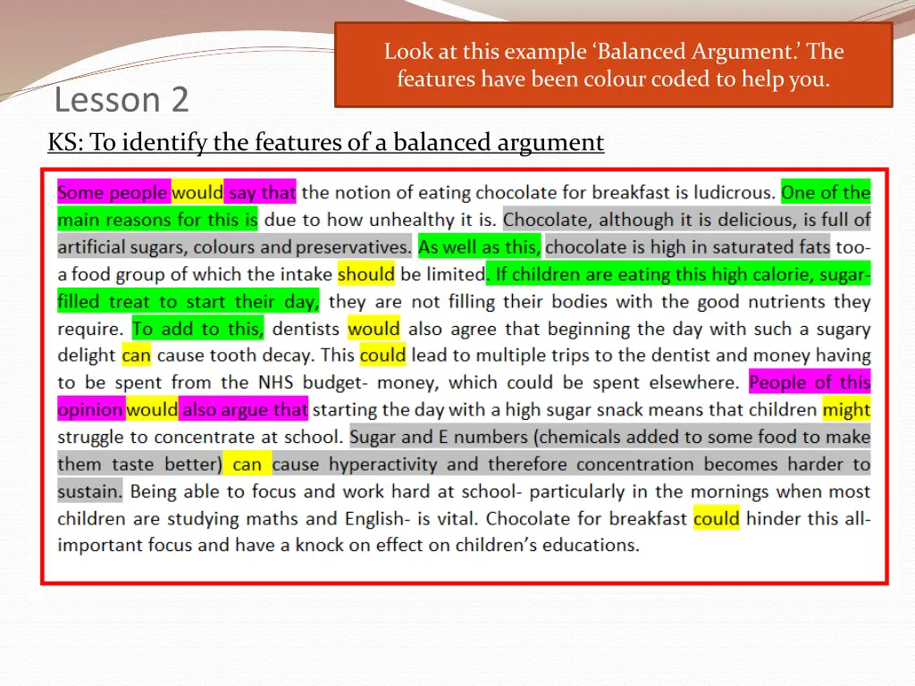 look at this example balanced argument