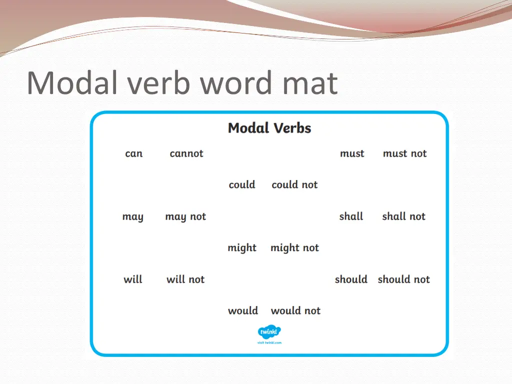 modal verb word mat